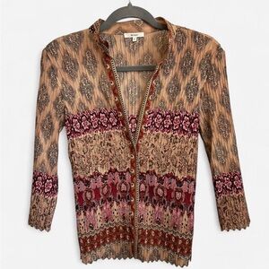 VTG NICOLA button down crinkle boho blouse size M NWT